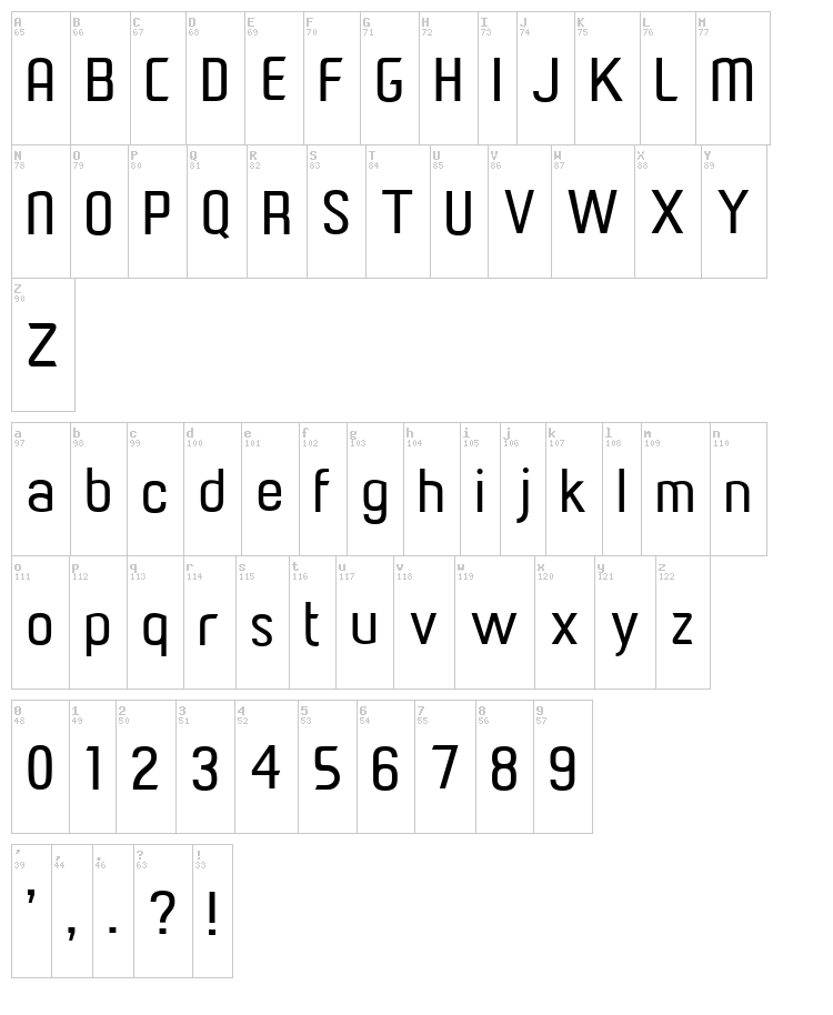 Paragon font map